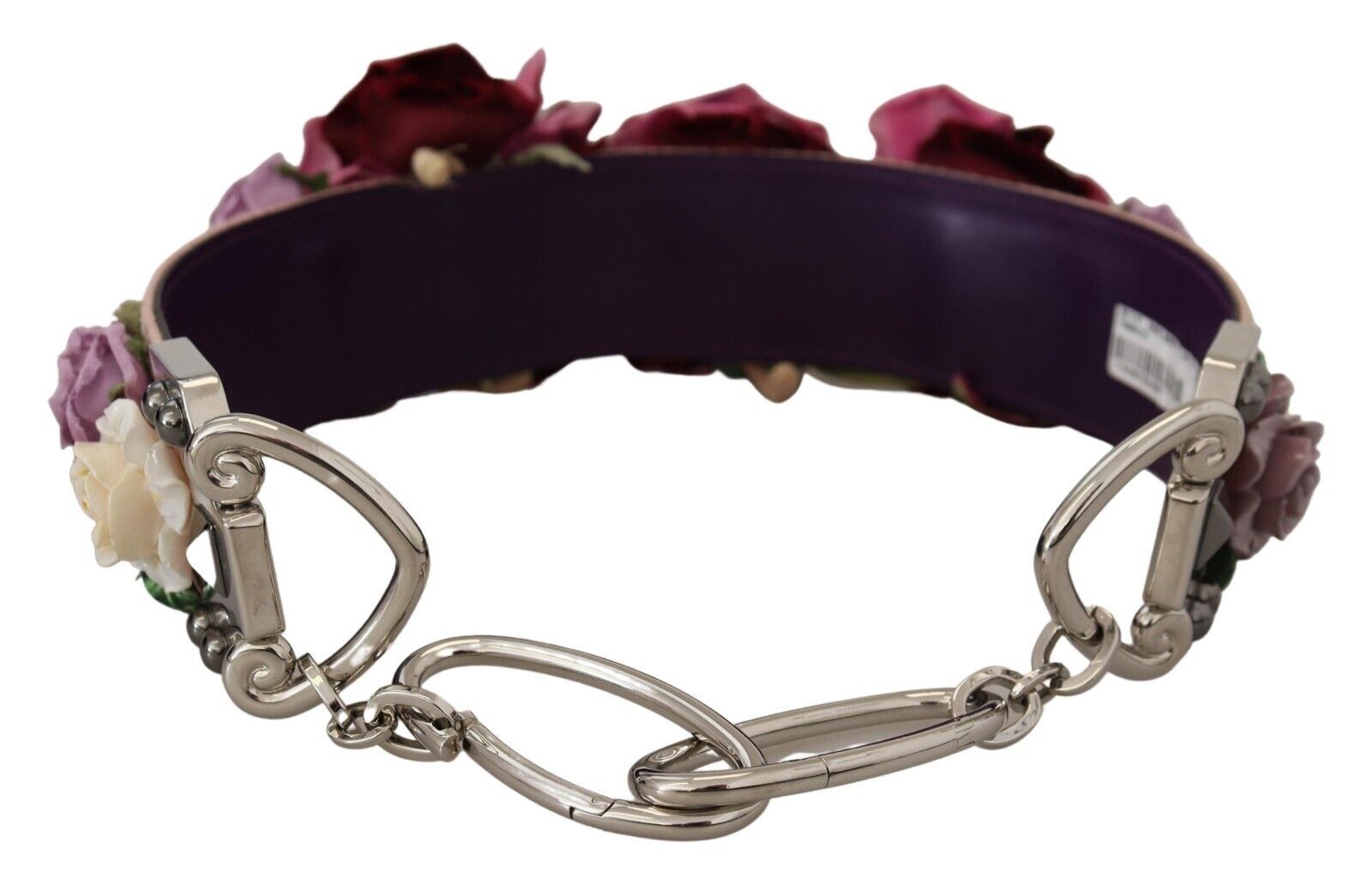 Dolce & Gabbana Beige Floral Leather Shoulder Strap Women's Accessory