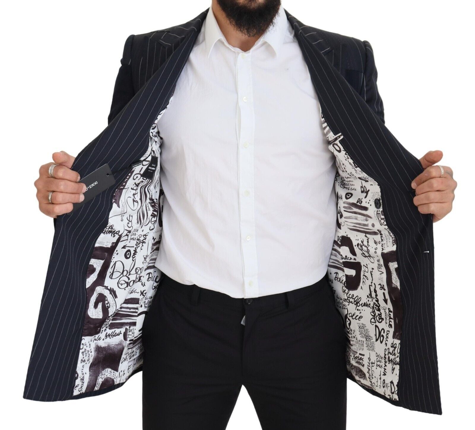 Dolce & Gabbana Navy Blue Double Breasted Slim Fit Men's Blazer