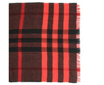 Burberry Women's Military Red Reversible Color Check Wool Scarf