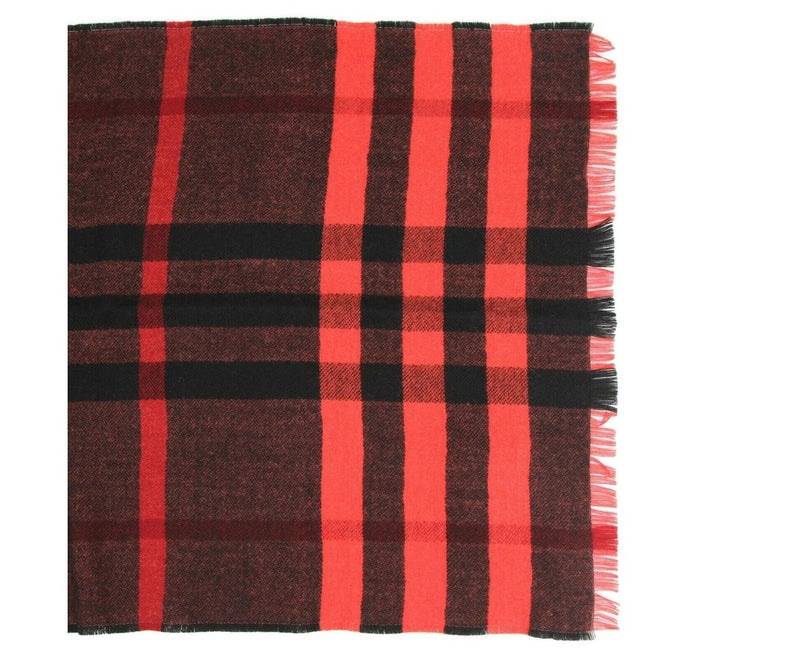Burberry Women's Military Red Reversible Color Check Wool Scarf