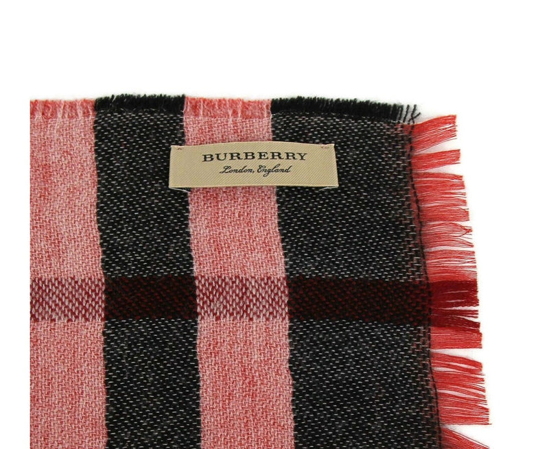 Burberry Women's Military Red Reversible Color Check Wool Scarf