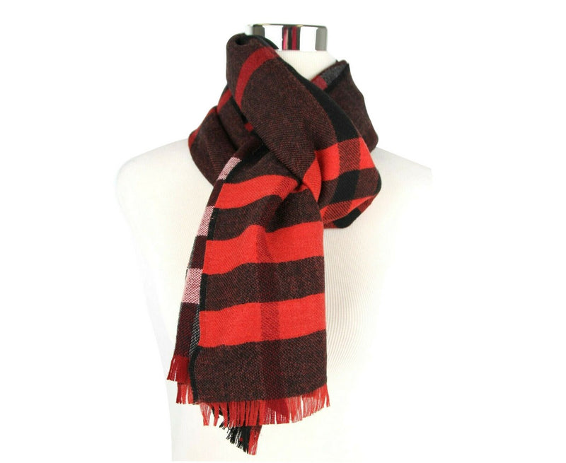 Burberry Women's Military Red Reversible Color Check Wool Scarf