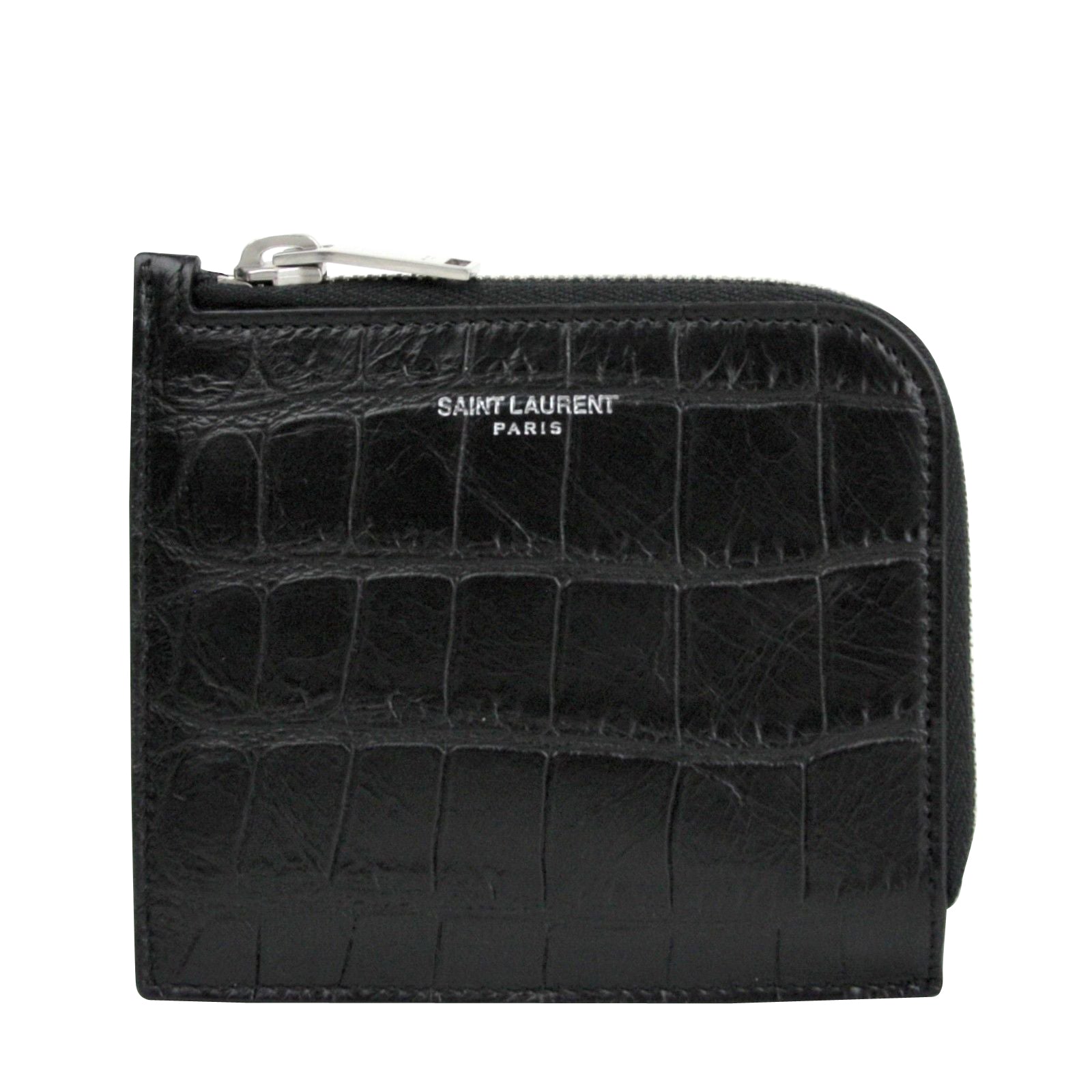 Imprint Leather Crocodile Card Case