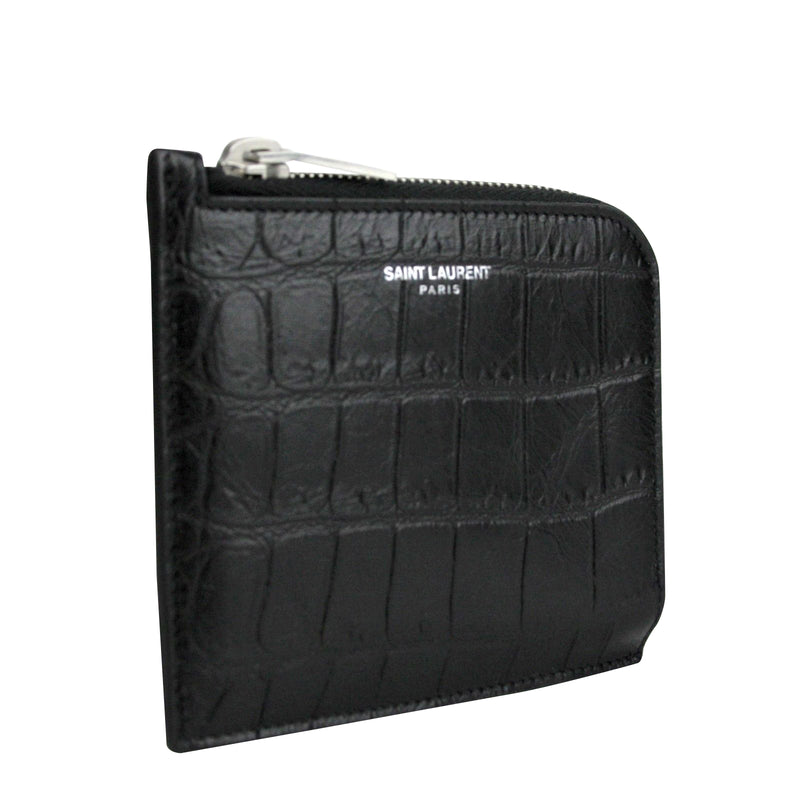 Saint Laurent Branded Leather Card Holder in Black for Men