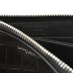 Saint Laurent Men's Imprint Black Leather Crocodile Card Case