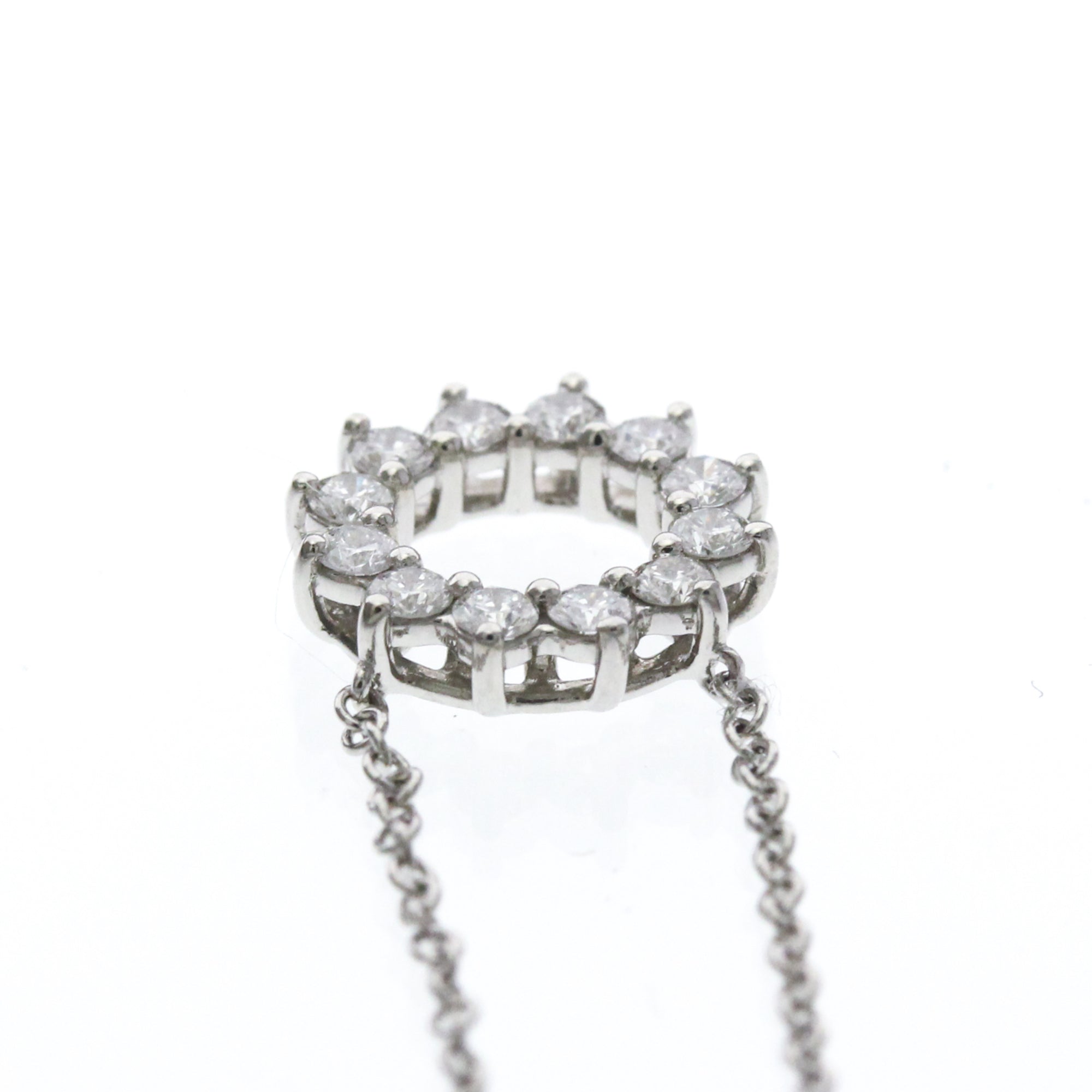 Tiffany & Co. Open Circle Pendant Platinum With Diamonds Silver Platinum Necklace Jewelry (Pre-Owned)