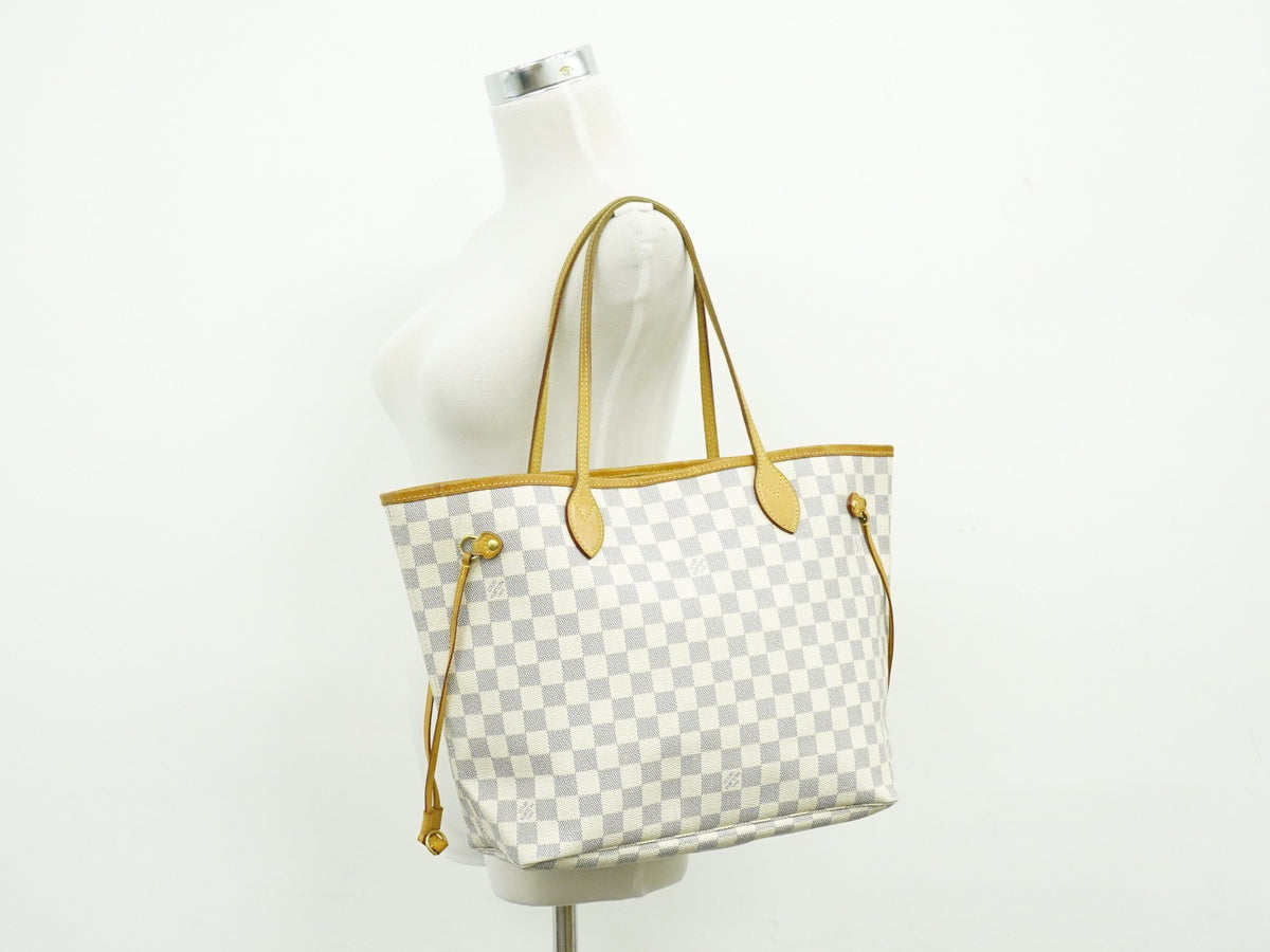 Louis Vuitton Neverfull Damier White Canvas Tote Bag Bag (Pre-Owned)
