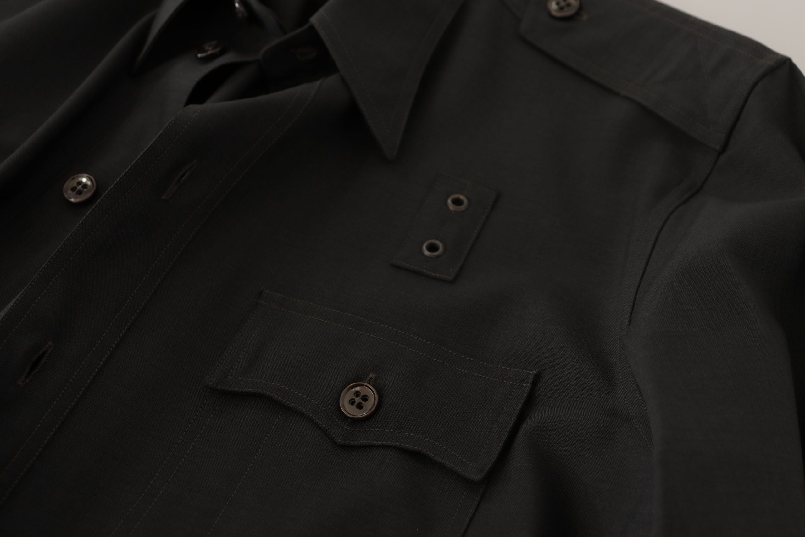 Dolce & Gabbana Dark Green Cotton Slim Fit Casual Men Men's Shirt