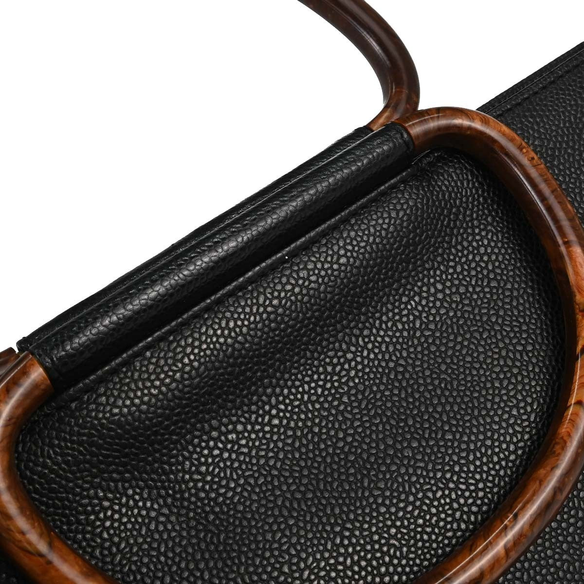 Chanel Vintage Wooden Caviar Black Leather Tote Bag Bag (Pre-Owned)
