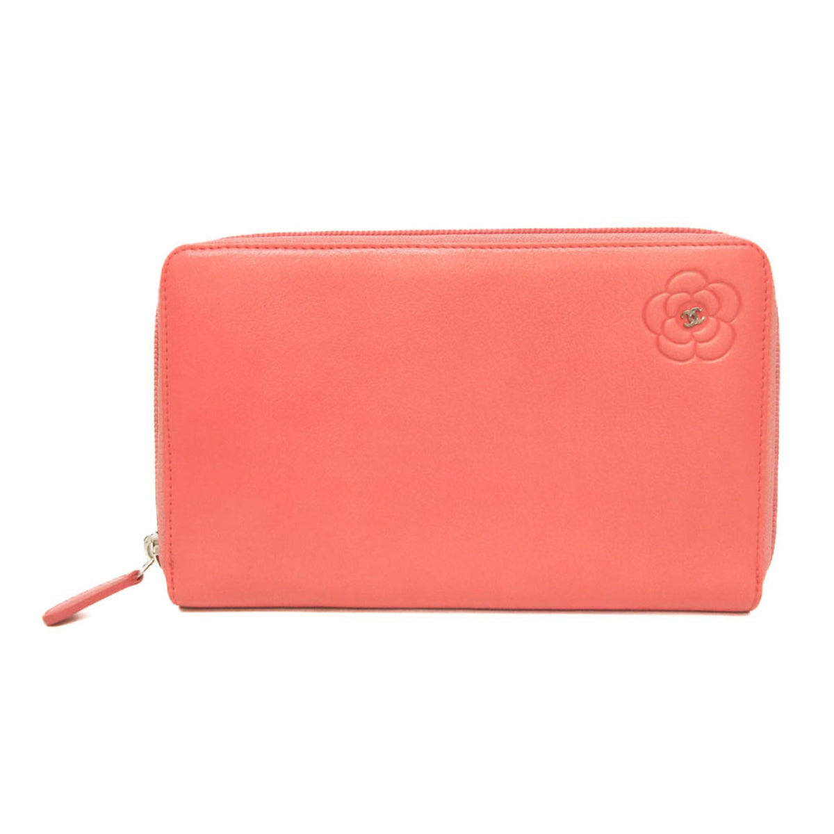 Chanel Camellia Zip Around Organizer Leather Pink Leather Wallets Accessory (Pre-Owned)