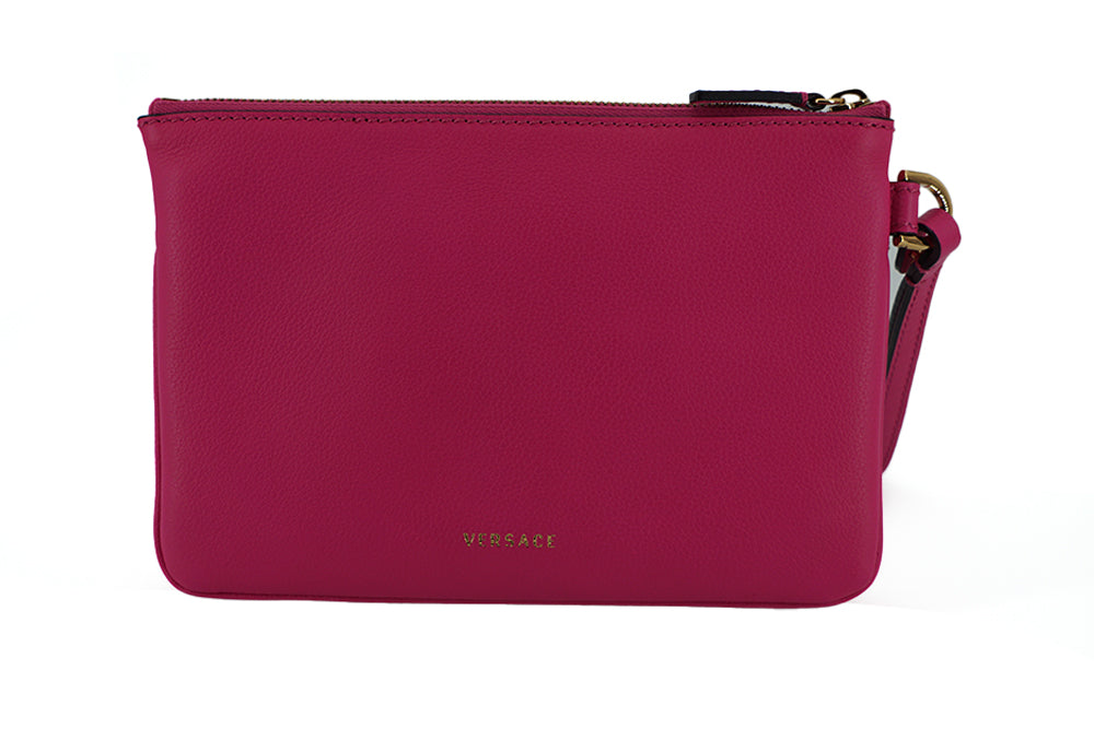 Versace Elegant Pink Leather Pouch Women's Clutch