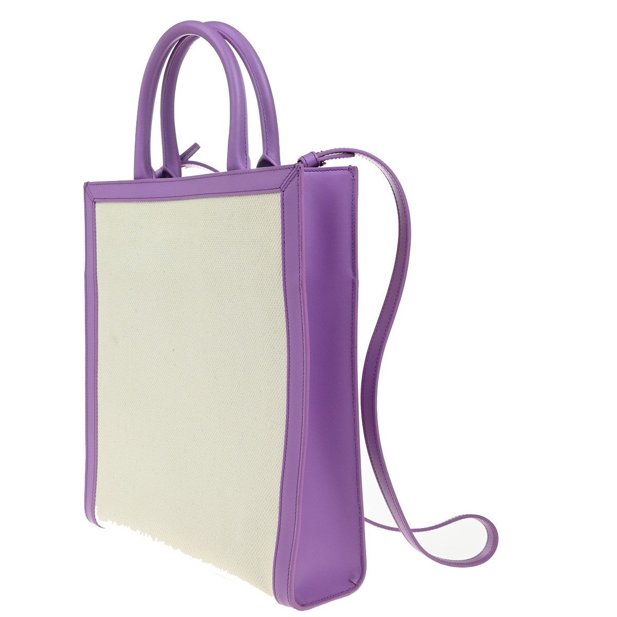 Celine Vertical Cabas Tote Canvas With Leather Purple Canvas Tote Bag Bag (Pre-Owned)