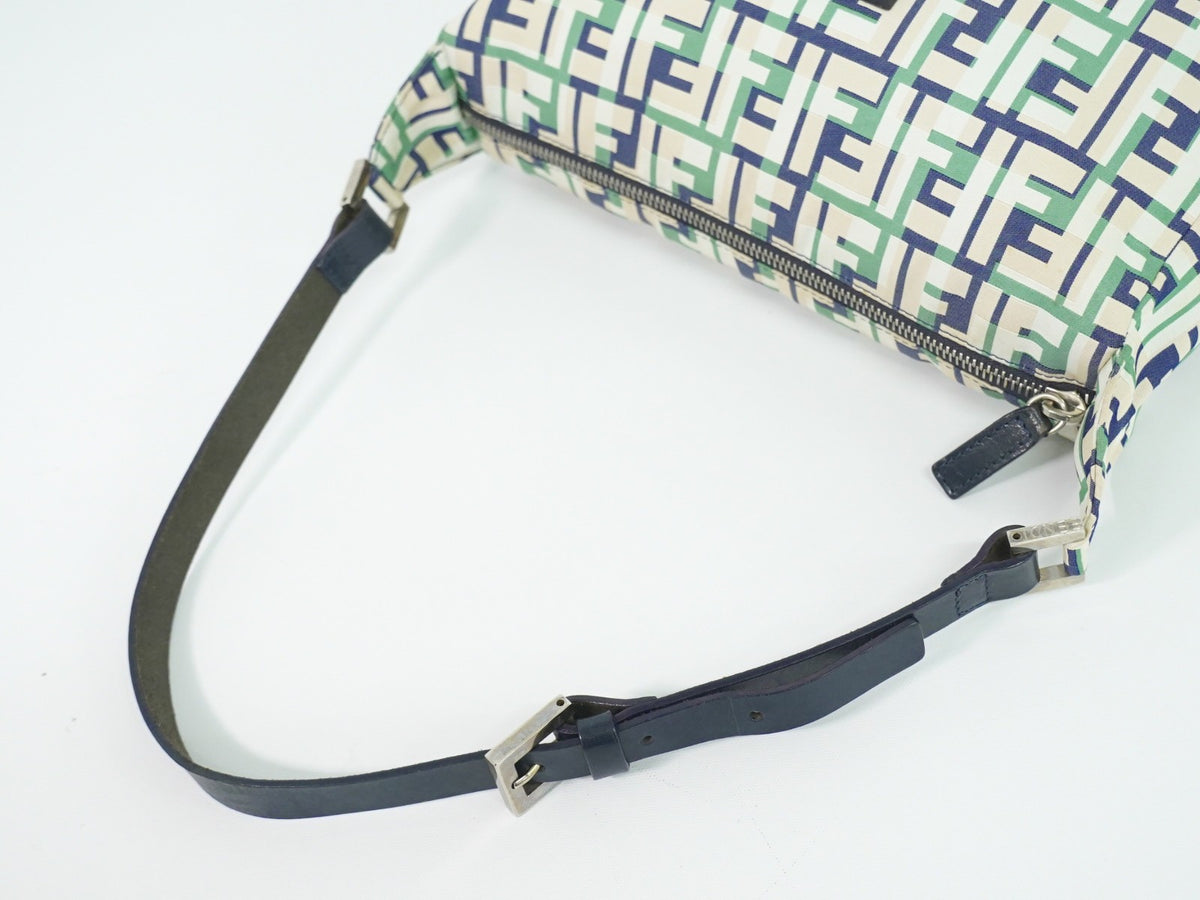Fendi Mamma Baguette Zucca Jacquard Velvet Multicolour Canvas Shoulder Bag Bag (Pre-Owned)