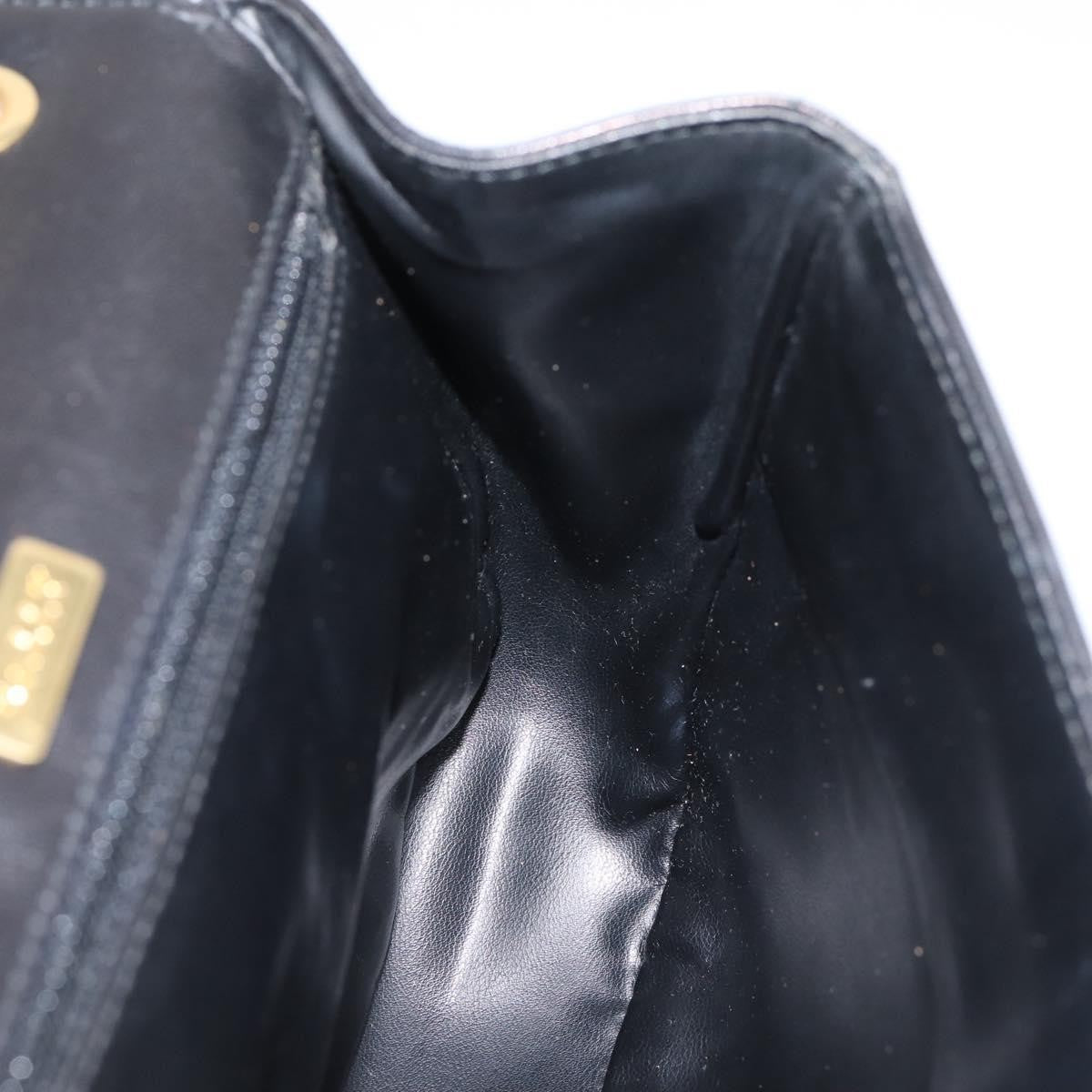 Bally Vintage Chain Quilted Leather Black Leather Shoulder Bag Bag (Pre-Owned)