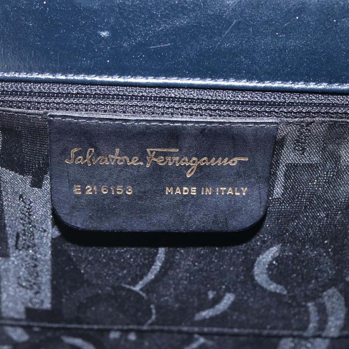 Salvatore Ferragamo Gancini Leather Navy Leather Shoulder Bag Bag (Pre-Owned)