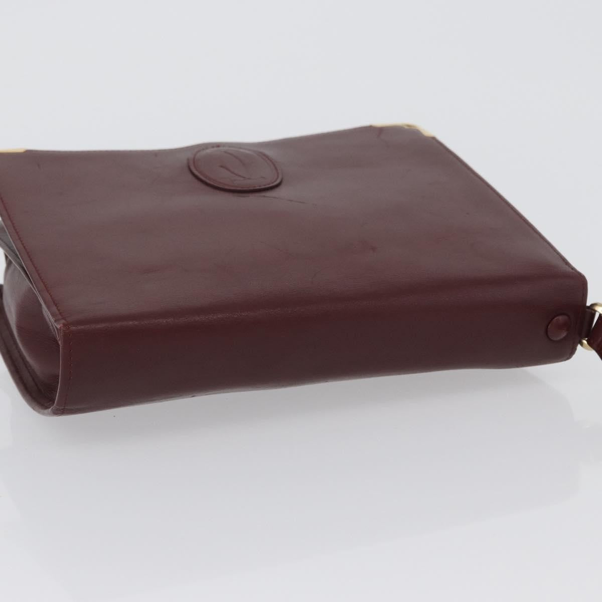 Cartier Must De Cartier Clutch Leather Burgundy Leather Clutche & Pouche Bag (Pre-Owned)