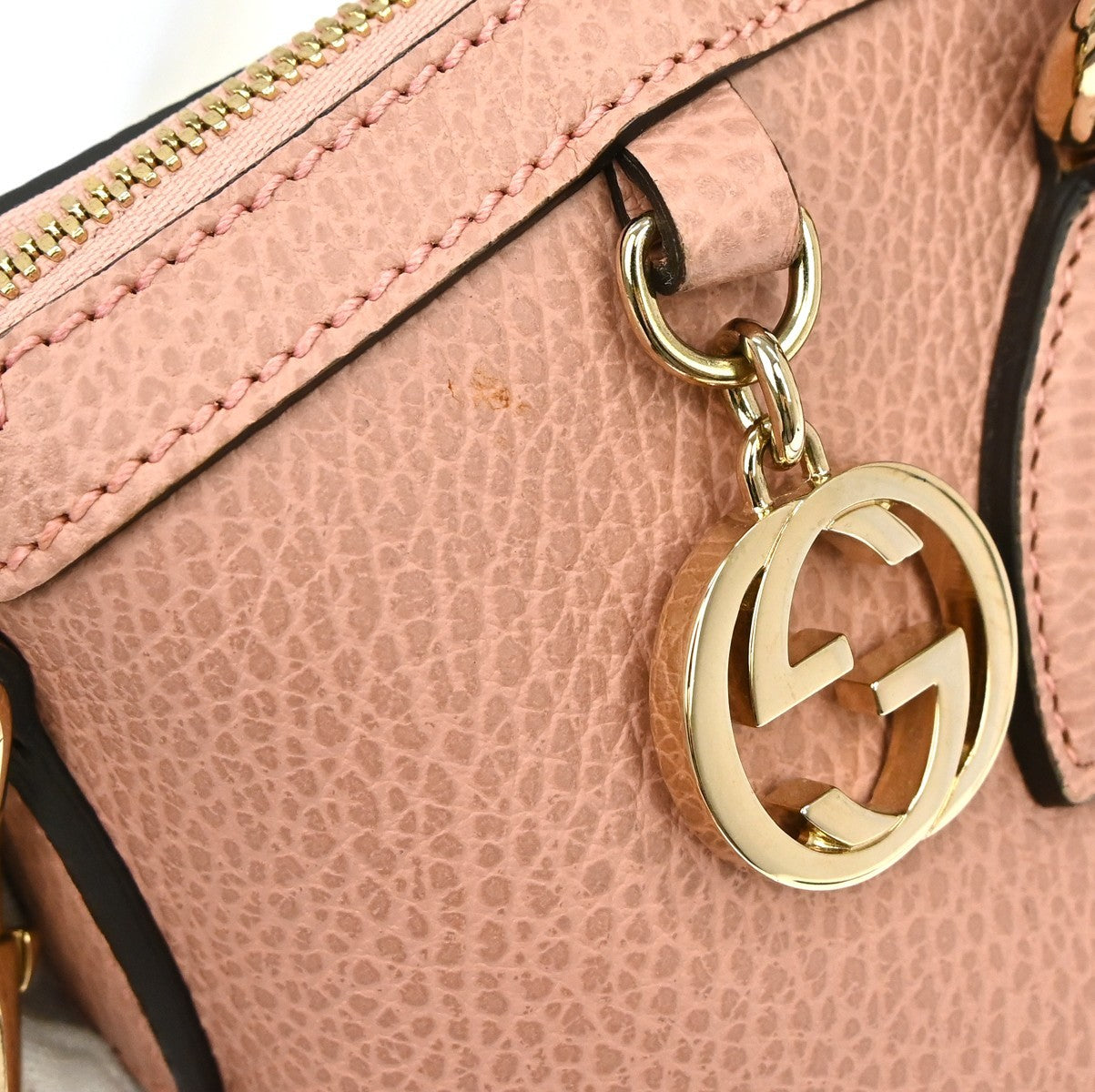 Gucci Gg Charm Convertible Dome Satchel Leather Pink Leather Handbag (Pre-Owned)
