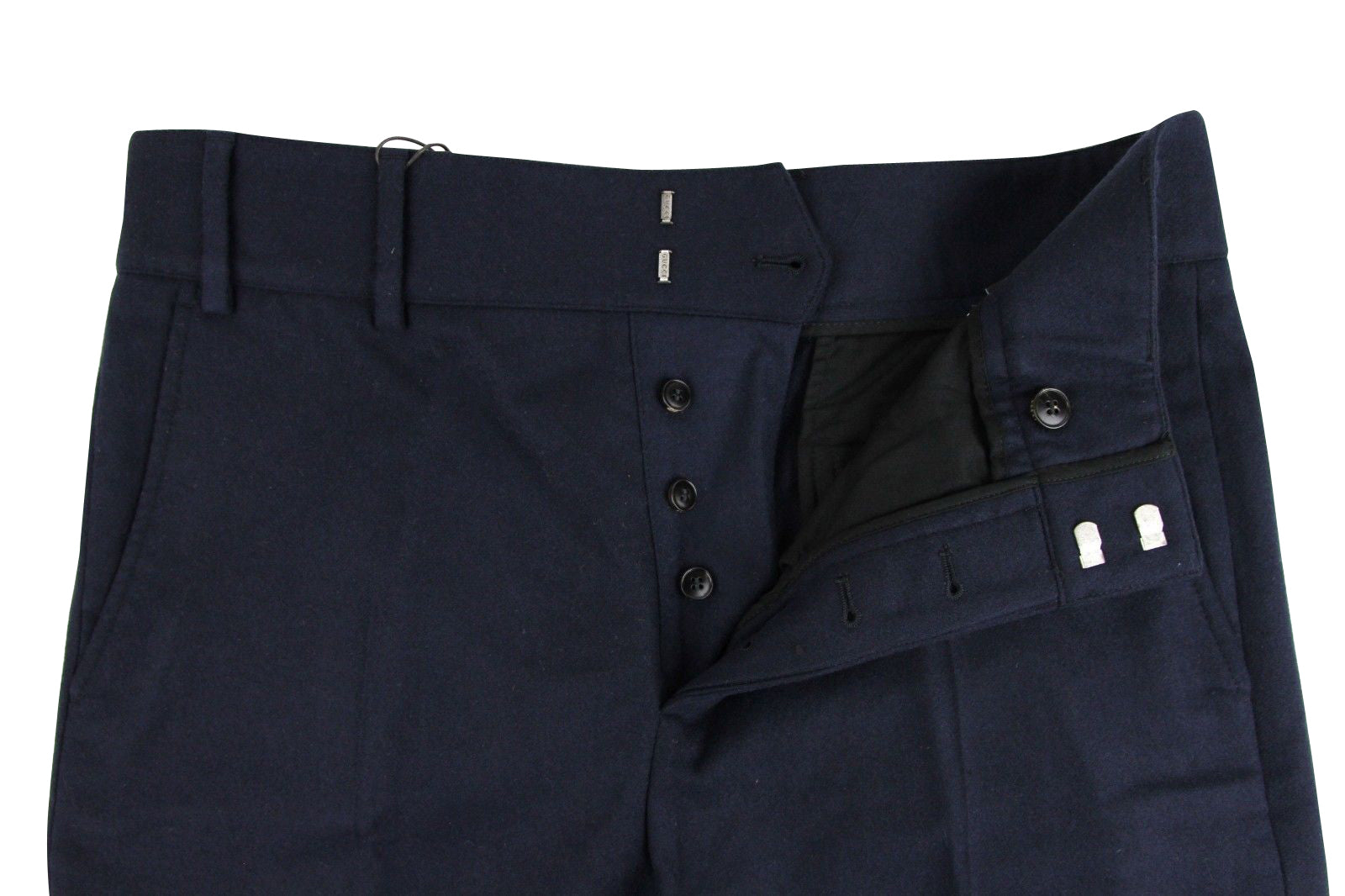 Gucci Men's Stretch Flannel Navy Cotton Polyamide Elastane Dress Pant