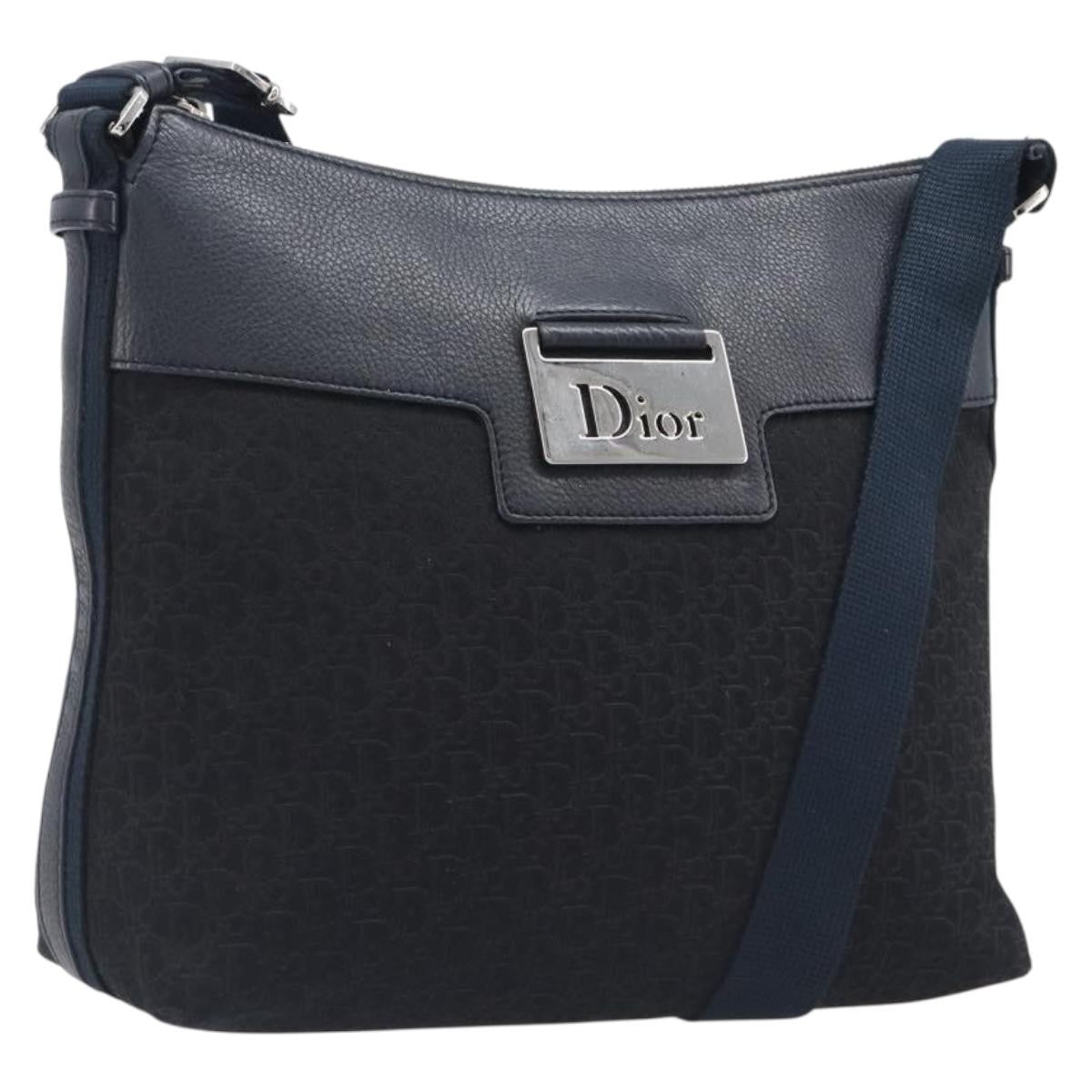 Christian Dior Vintage Street Chic Messenger Diorissimo Canvas And Leather Black Canvas Handbag (Pre-Owned)