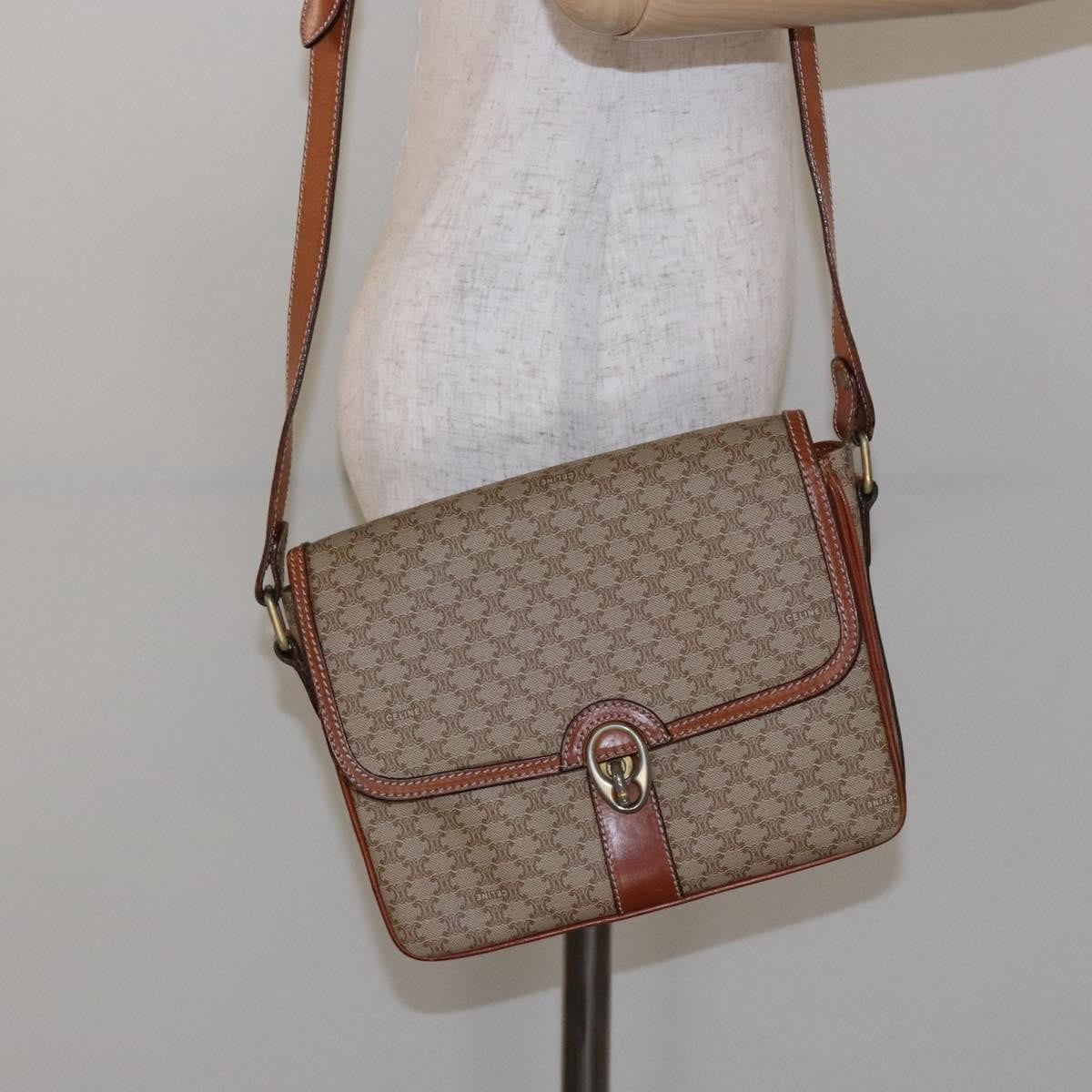 Celine Vintage Macadam Canvas And Leather Beige Canvas Bag (Pre-Owned)