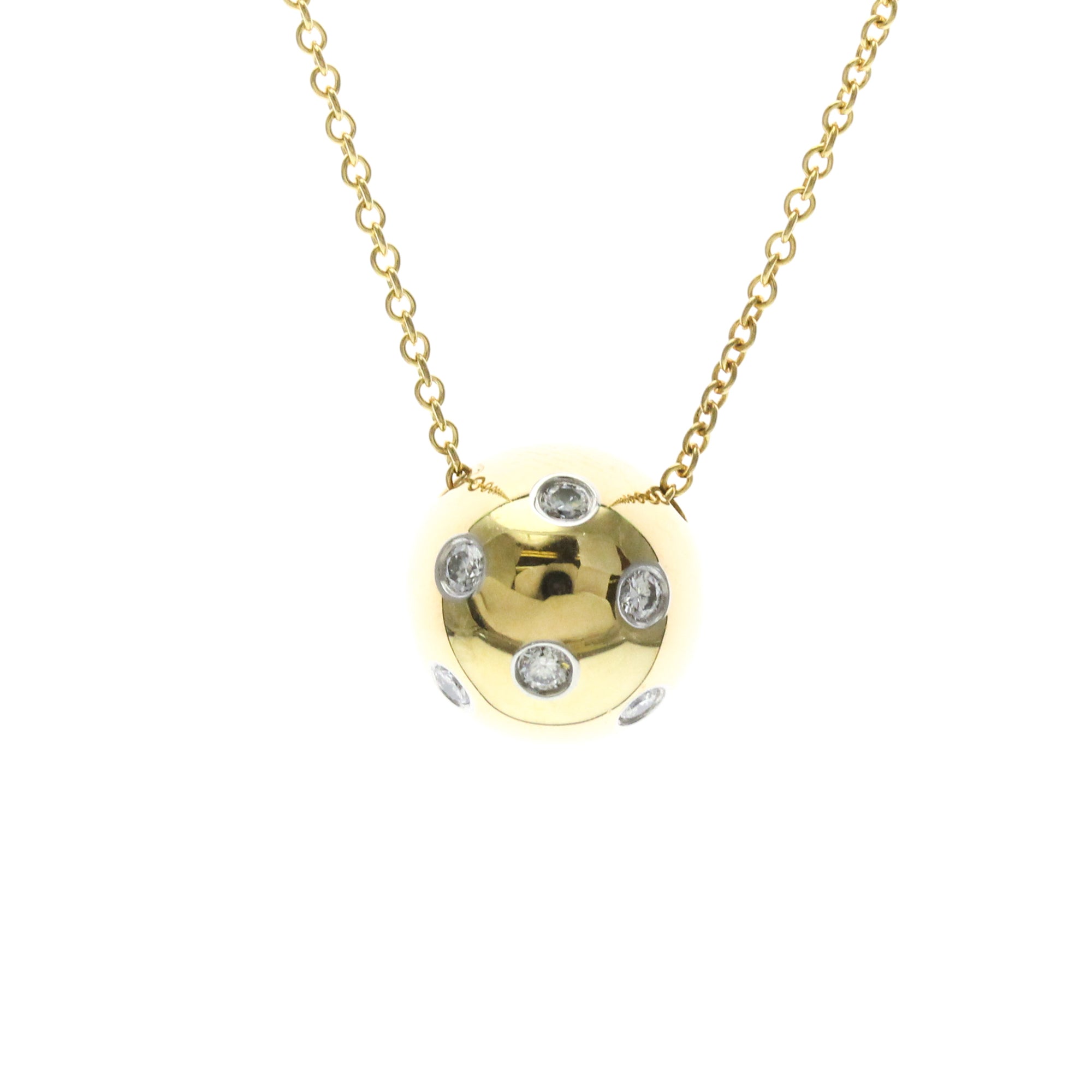 Tiffany & Co. Etoile Ball Pendant 18K Yellow Gold With Platinum And Diamonds Gold Yellow_Gold Necklace Jewelry (Pre-Owned)