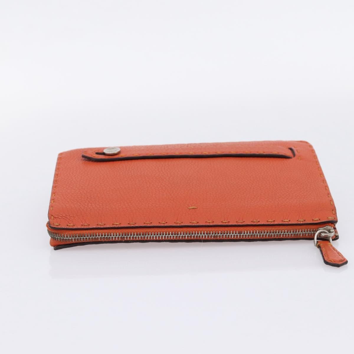 Fendi Selleria Zip Clutch Leather Orange Leather Clutche & Pouche Bag (Pre-Owned)
