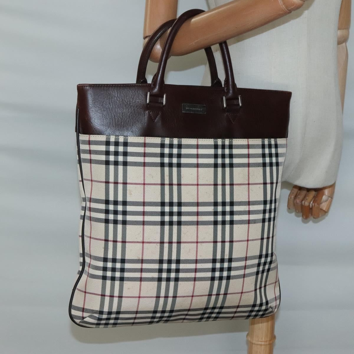 Burberry Nova Check Tote Nylon Beige Nylon Bag (Pre-Owned)