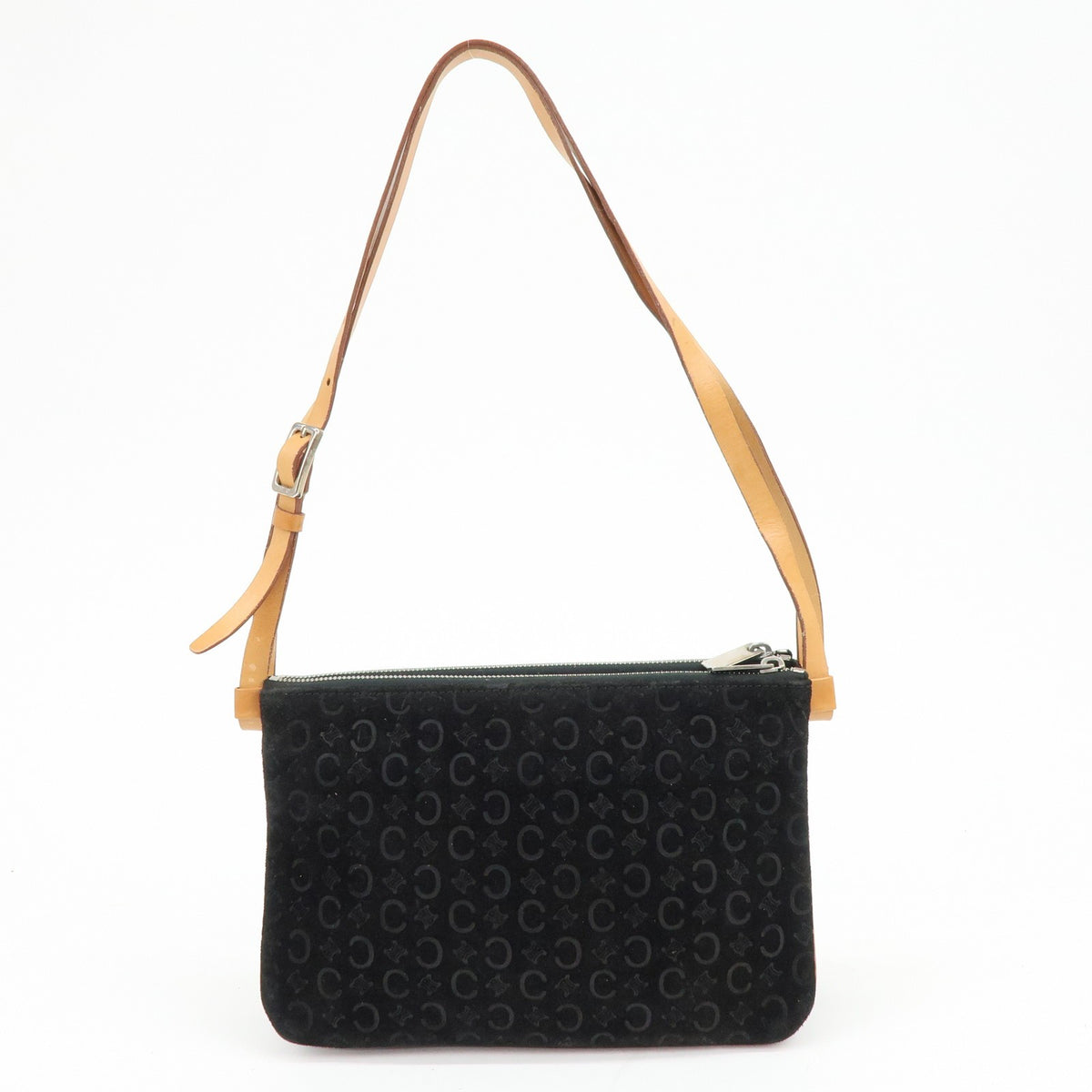 Celine C Macadam Shoulder Suede Black Suede Handbag (Pre-Owned)