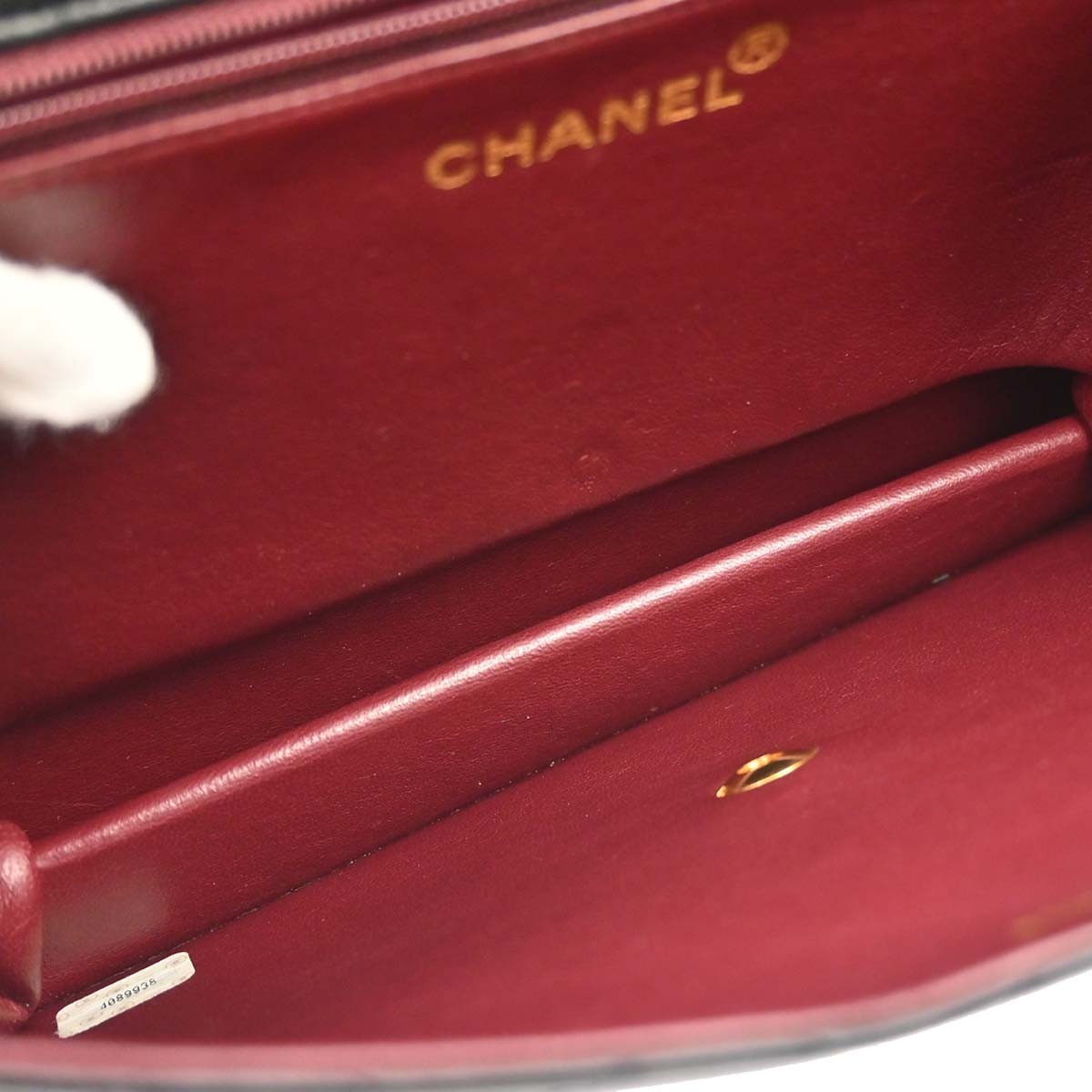 Chanel Vintage Classic Flap Quilted Lambskin Black Leather Shoulder Bag Bag (Pre-Owned)