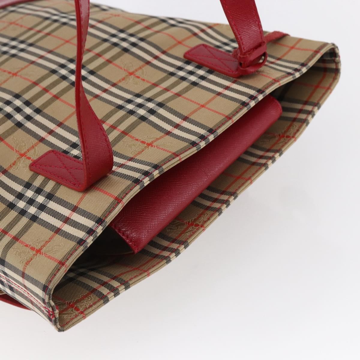 Burberry Nova Check Tote Canvas Check Pattern Beige Canvas Tote Bag Bag (Pre-Owned)