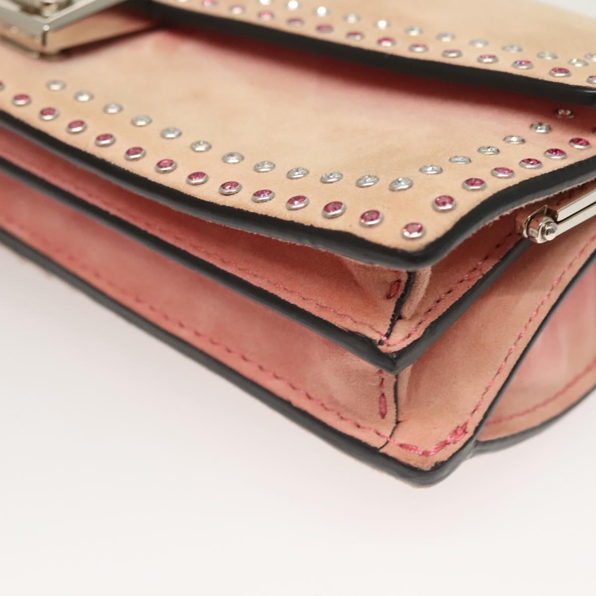 Valentino Garavani Turnlock Chain Suede Pink Suede Shoulder Bag Bag (Pre-Owned)