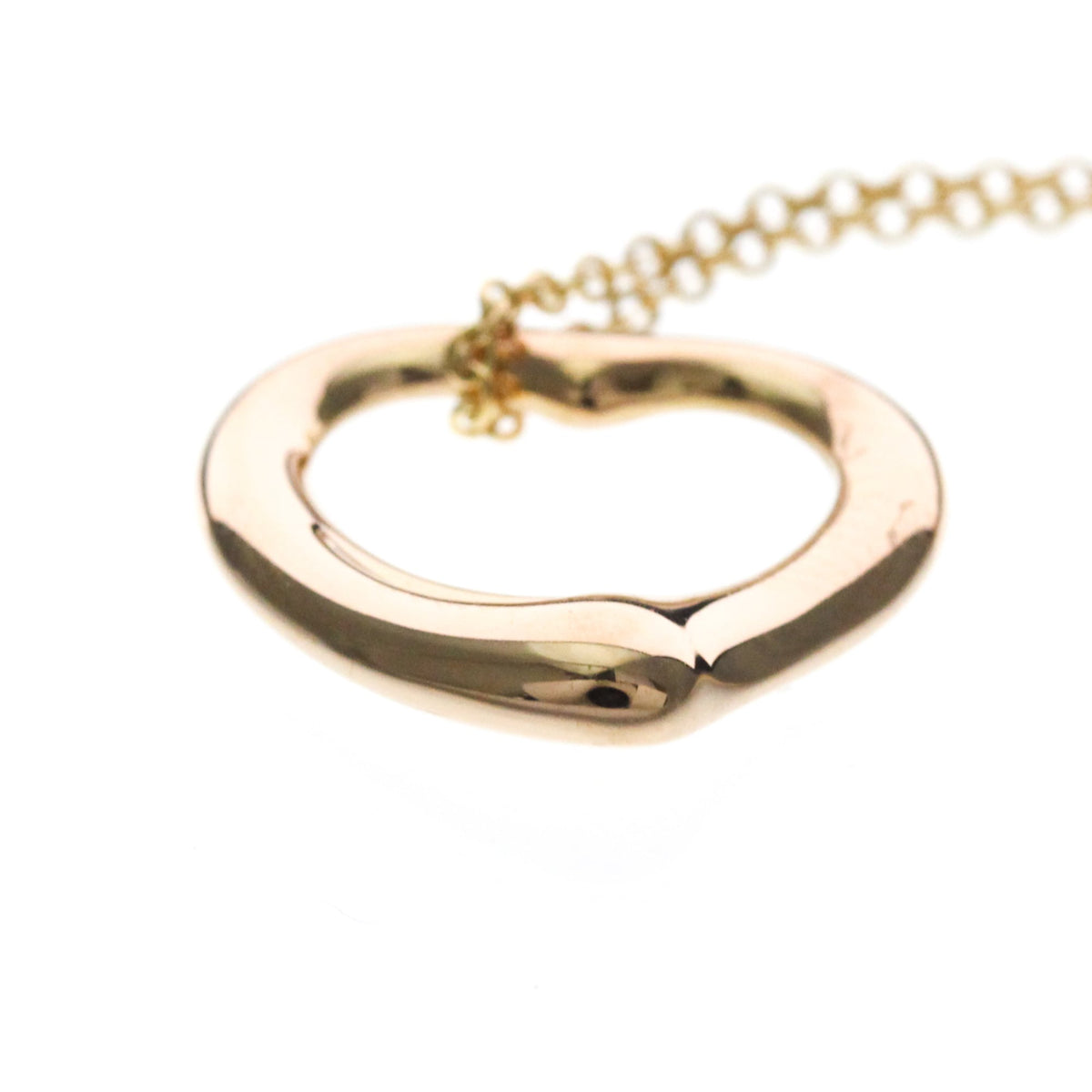 Tiffany & Co. Elsa Peretti Open Heart Pendant 18K Rose Gold Pink Pink_Gold Necklace Jewelry (Pre-Owned)