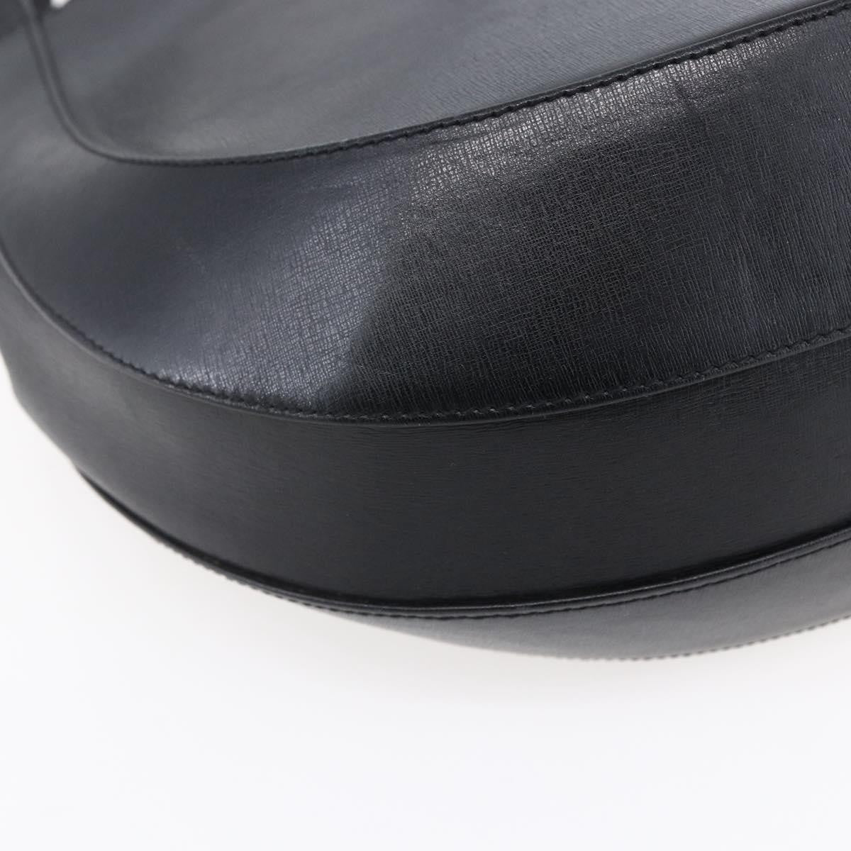 Salvatore Ferragamo Gancini Leather Black Leather Shoulder Bag Bag (Pre-Owned)