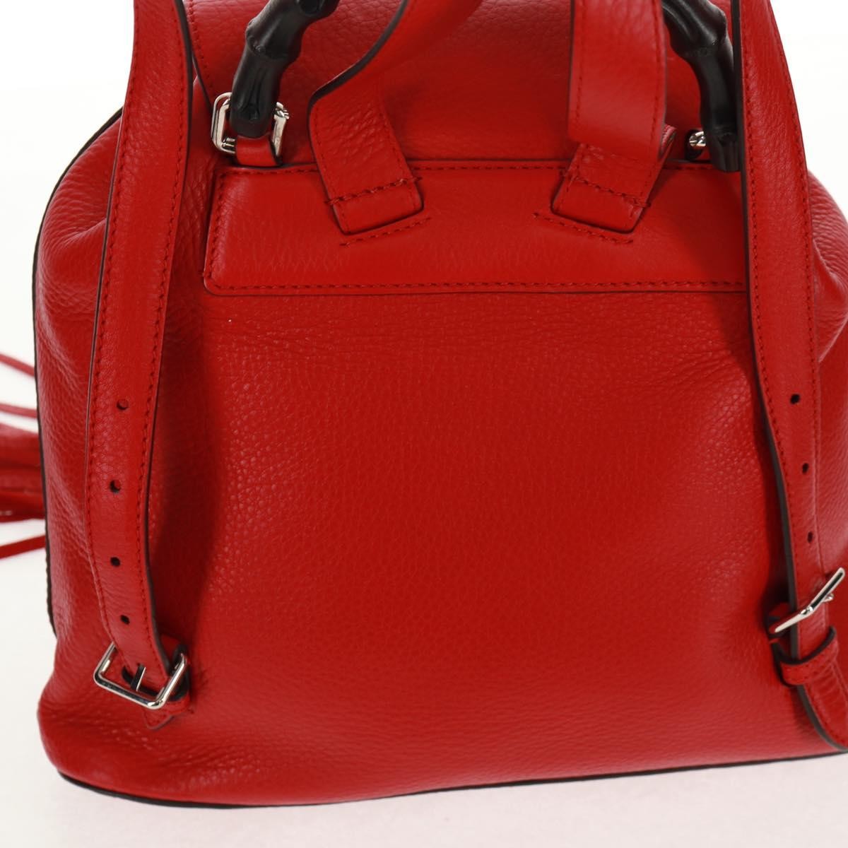 Gucci Bamboo Tassel Leather Red Leather Backpack Bag (Pre-Owned)
