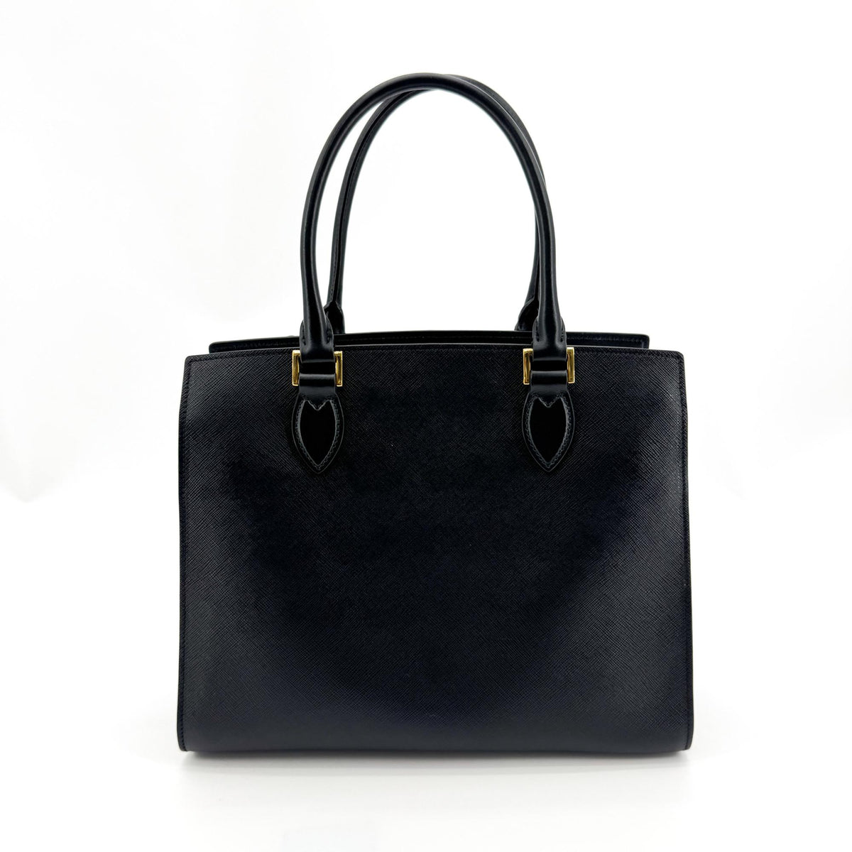 Prada Saffiano Tote Leather Black Leather Tote Bag Bag (Pre-Owned)
