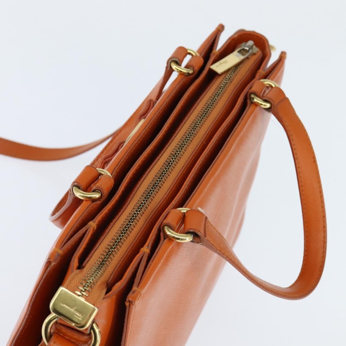 Salvatore Ferragamo Vala Tote Leather Orange Leather Tote Bag Bag (Pre-Owned)