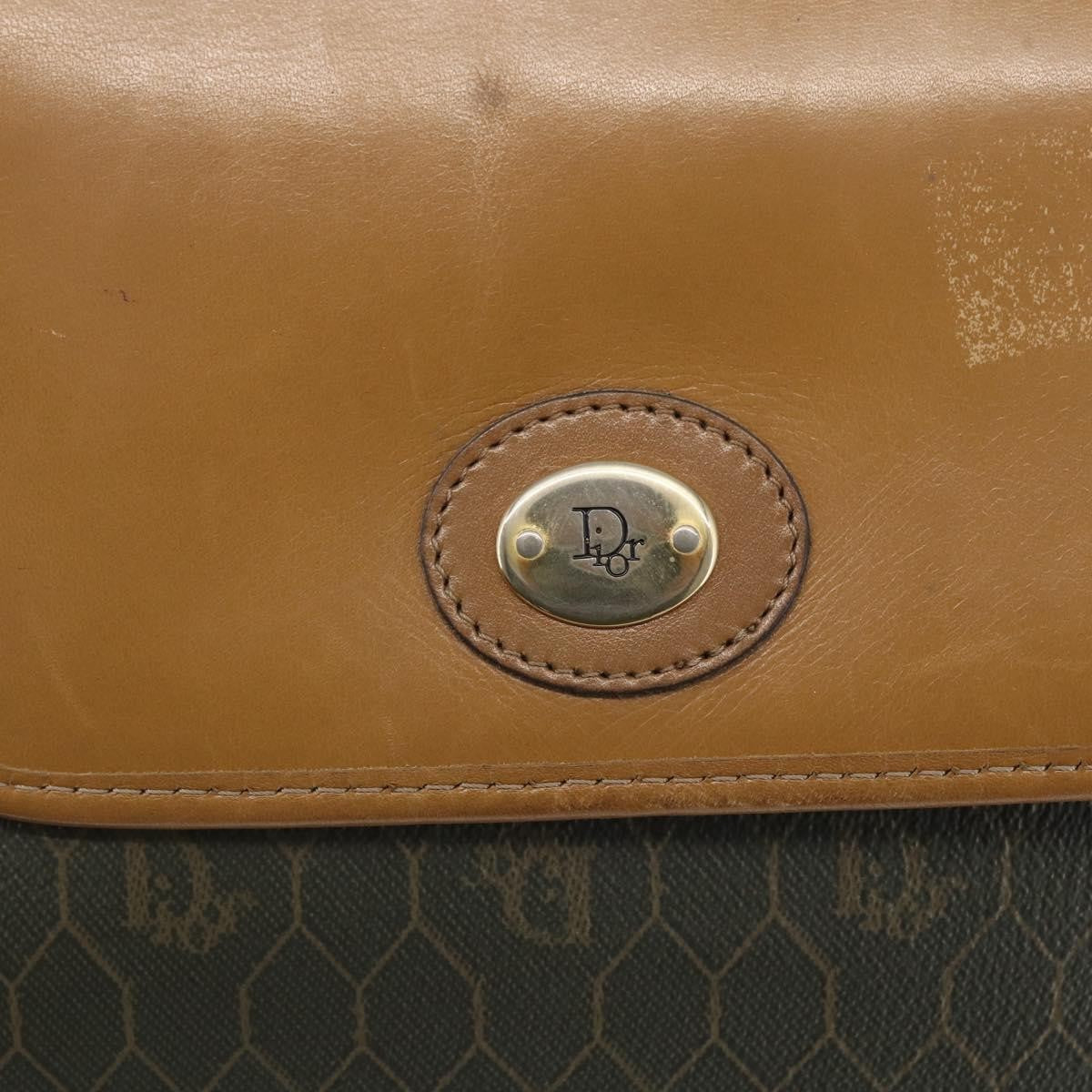 Christian Dior Vintage Honeycomb Flap Canvas And Leather Khaki Canvas Shoulder Bag Bag (Pre-Owned)