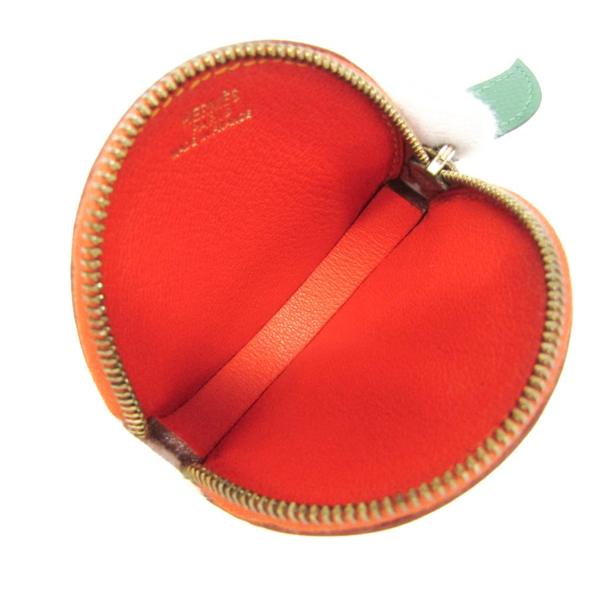 Hermes Orange Slice Coin Leather Orange Leather Clutche & Pouche Bag (Pre-Owned)