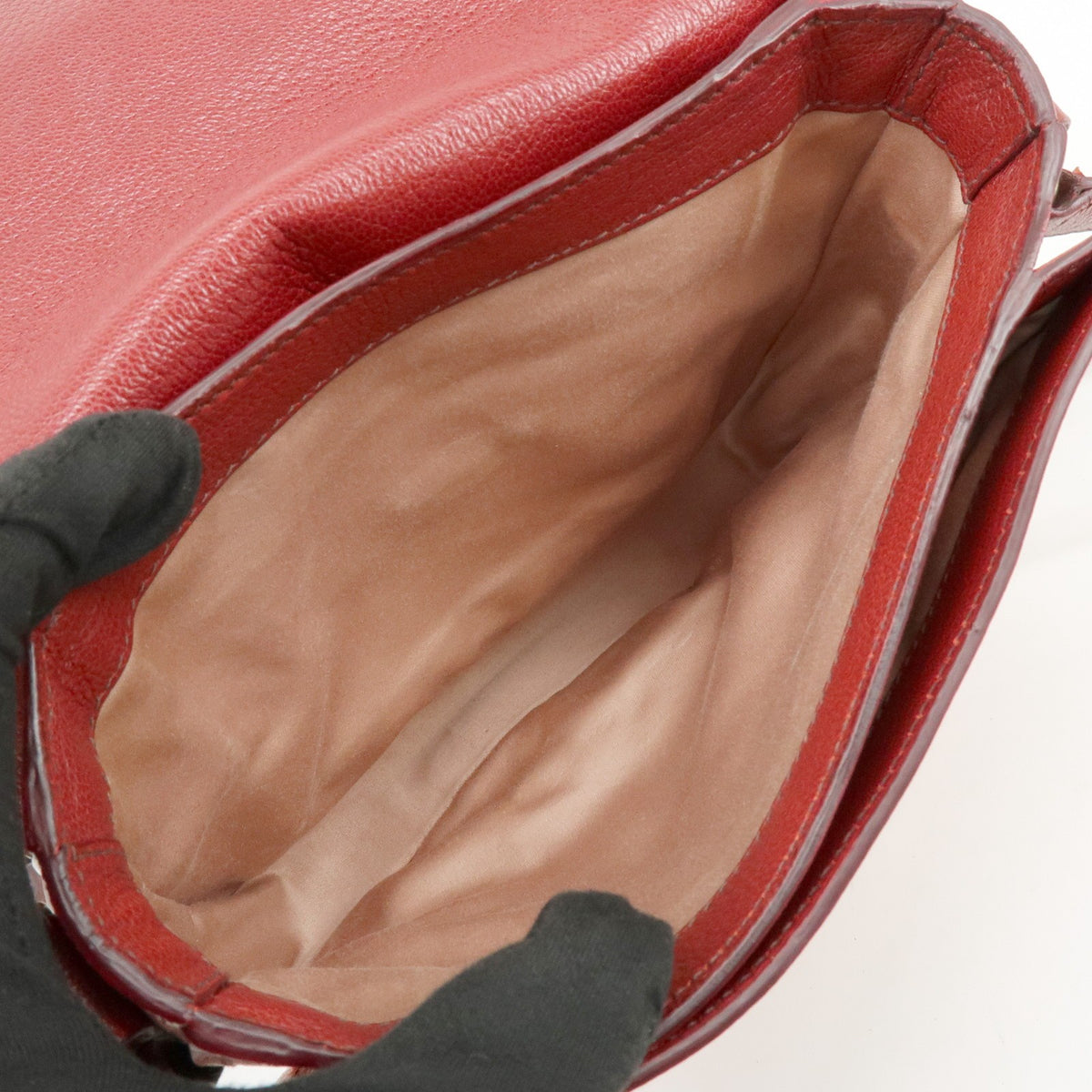 Miu Miu Madras Top Handle Leather Red Leather Handbag (Pre-Owned)