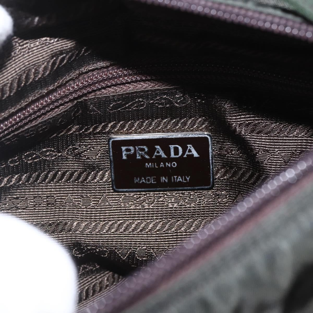 Prada Vintage Zip Tessuto Khaki Nylon Handbag (Pre-Owned)