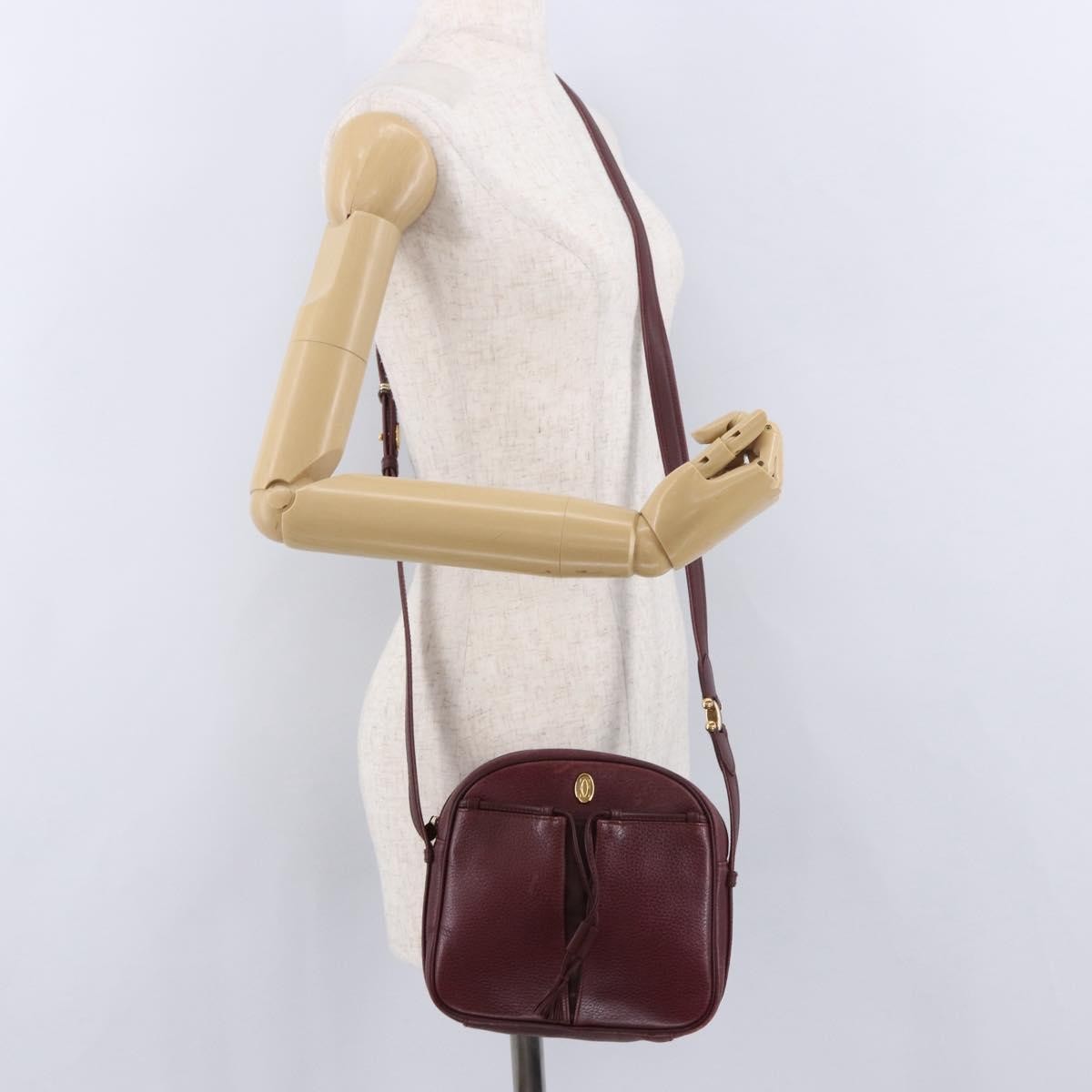Cartier Tasseled Must De Cartier Leather Burgundy Leather Shoulder Bag Bag (Pre-Owned)