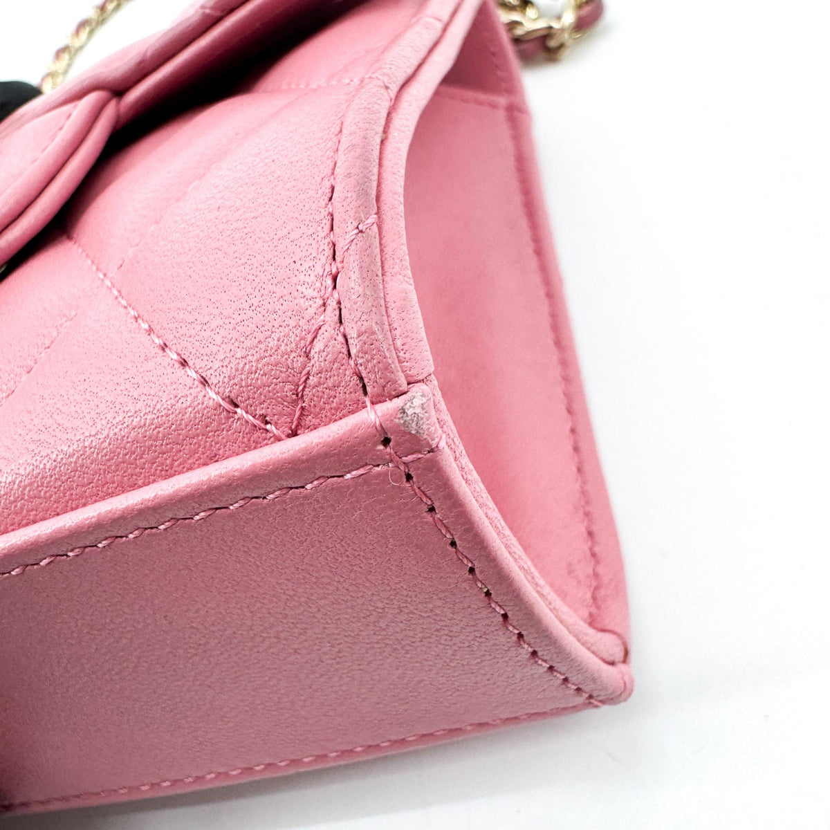 Chanel Square Classic Flap Top Handle Clutch With Chain Quilted Lambskin Pink Leather Clutche & Pouche Bag (Pre-Owned)