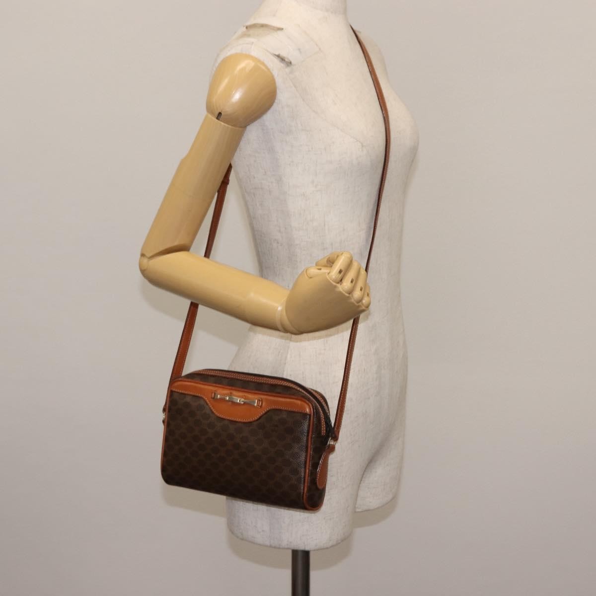 Celine Macadam Shoulder Pvc Leather Brown Canvas Bag (Pre-Owned)