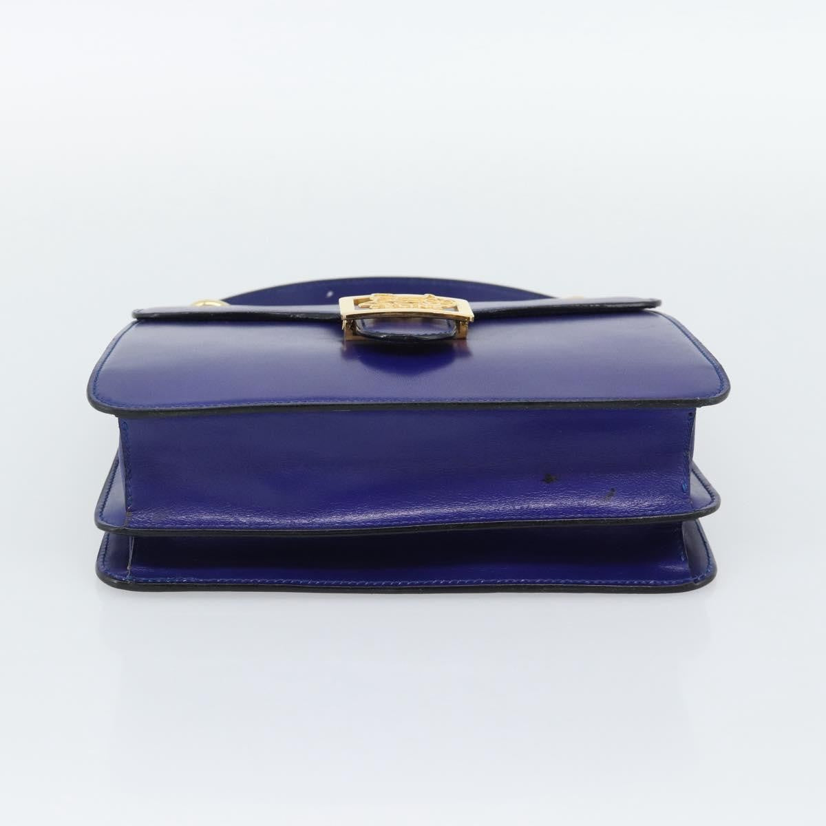 Celine Vintage Carriage Top Handle Leather Blue Leather Handbag (Pre-Owned)