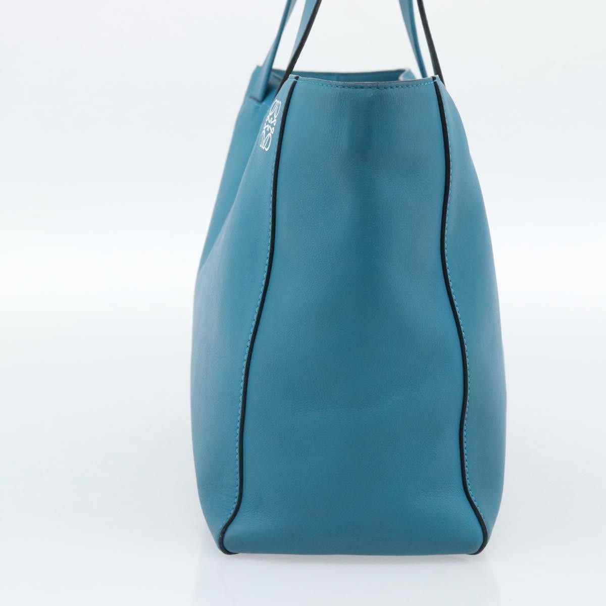 Loewe Anagram Leather Blue Leather Tote Bag Bag (Pre-Owned)