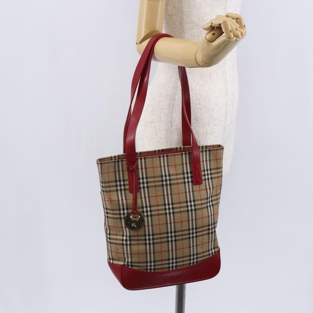 Burberry Nova Check Tote Canvas Check Pattern Beige Canvas Tote Bag Bag (Pre-Owned)