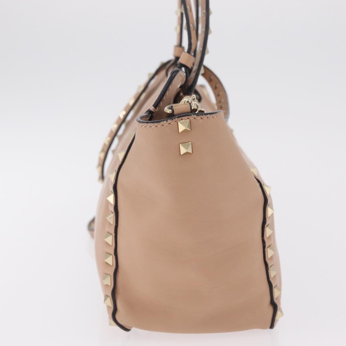 Valentino Garavani Rockstud Soft Leather Beige Leather Tote Bag Bag (Pre-Owned)