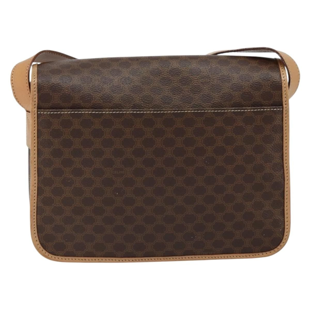 Celine Vintage Macadam Canvas And Leather Brown Canvas Shoulder Bag Bag (Pre-Owned)