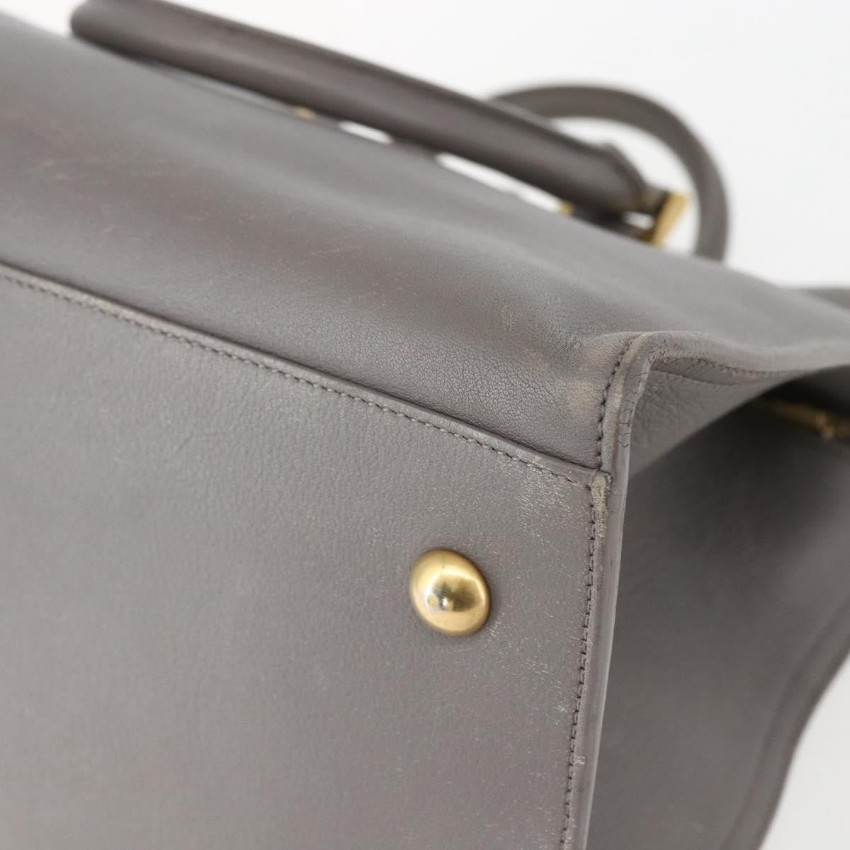 Saint Laurent Classic Y Cabas Leather Gray Leather Tote Bag Bag (Pre-Owned)