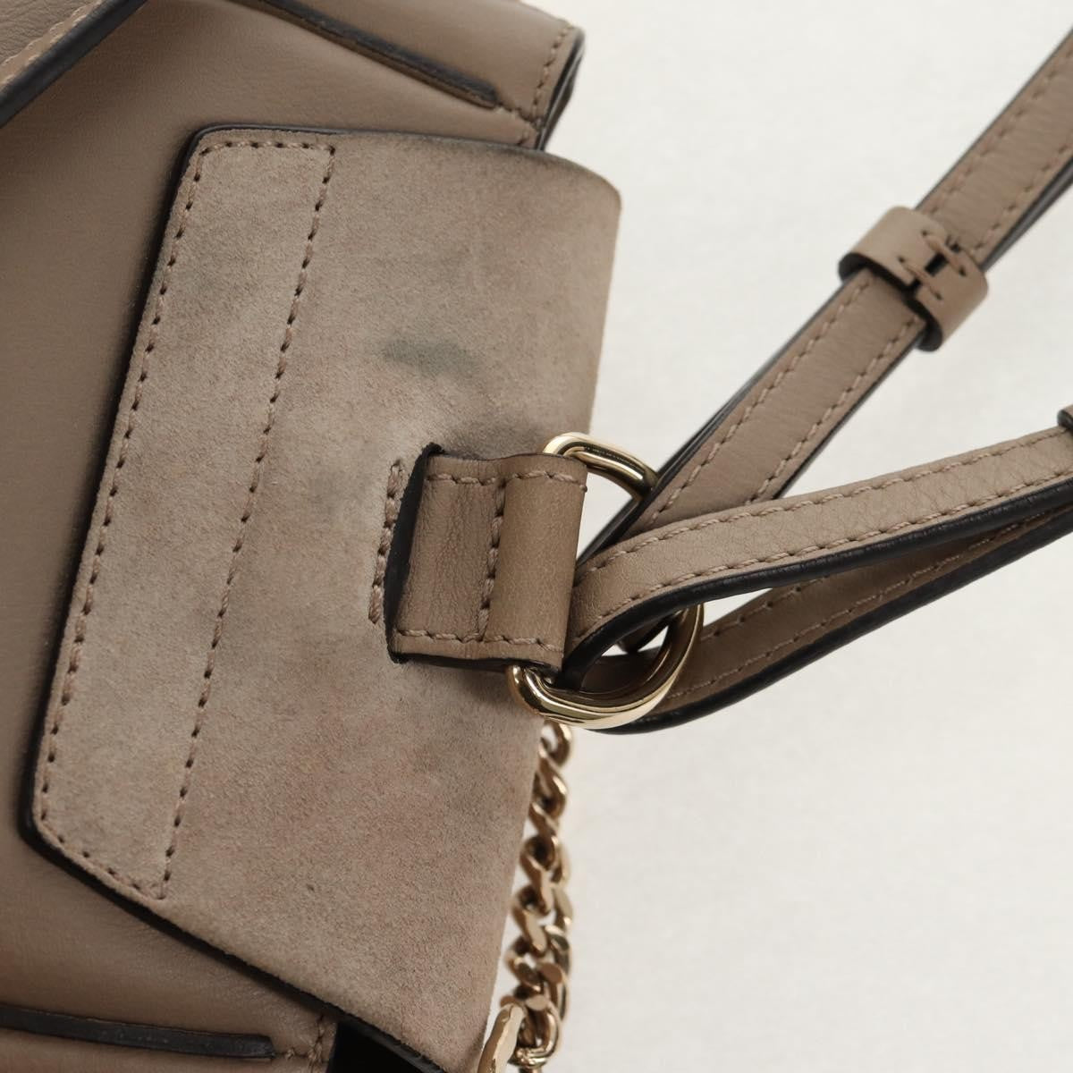 Chloe Faye Leather And Suede Gray Leather Backpack Bag (Pre-Owned)